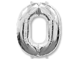 Фольгированный шар цифра цвет Серебяный (цифры от 0 до 9)
