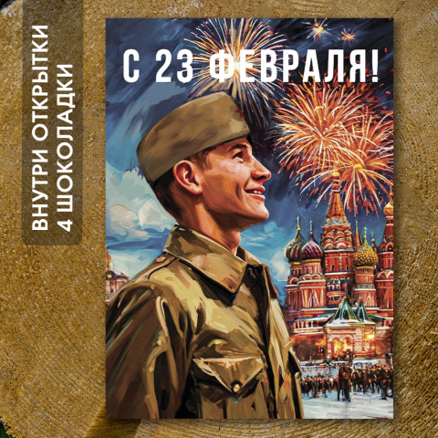 Шоко-открытка - Шоко-открытка "23 февраля" салют,военный,кремль