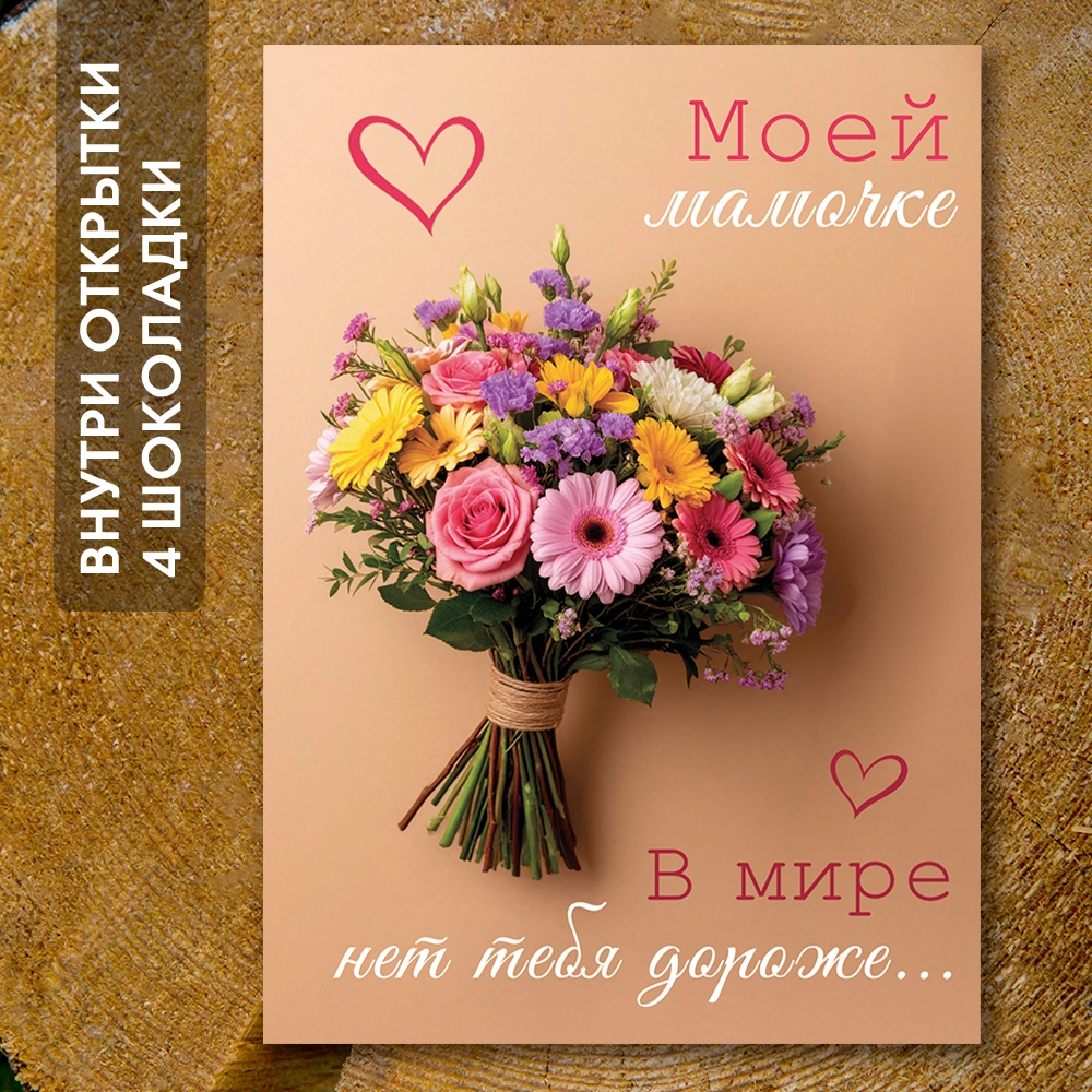 Шоко-открытка "Маме. В мире нет тебя дороже."